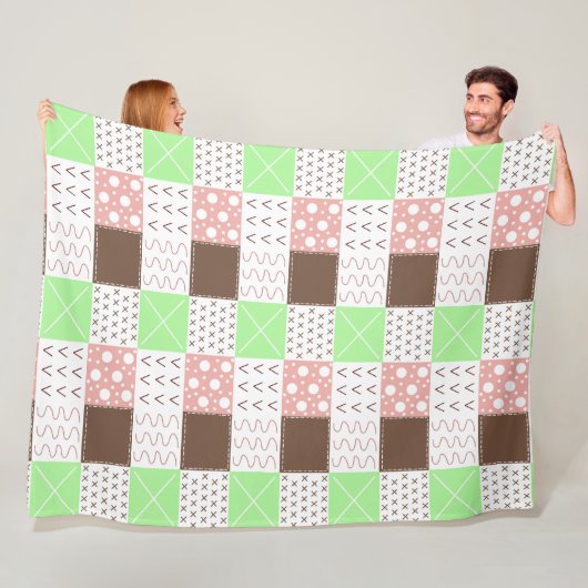 ボホブラウン、ブルゴーニュ、グリーンとマウヴお洒落 フリースブランケット (インサイチュ)