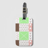 ボホブラウン、ブルゴーニュ、グリーンとマウヴお洒落 ラゲッジタグ (正面縦)