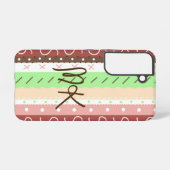 ボホブラウン、ブルゴーニュ、グリーンとマウヴお洒落 SAMSUNG GALAXYケース (裏面横)