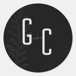 ボホブラックアンドホワイトヴィンテージボタニカル結婚ズクラ ラウンドシール