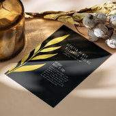 ボホブラックゴールドフォイルヴィンテージボタニカル結婚ズ 箔招待状