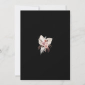 ボホブラックダスティピンク乾燥した花のリース結婚ズ 招待状 (裏面)