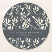 ボホブラックハンドドロー結婚ドフローラカスタムズ ラウンドペーパーコースター (正面)