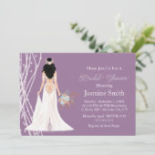 ボホブラックヘアブライド真珠ブライダルシャワーP 招待状 (スタンド正面)