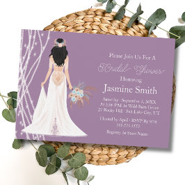 ボホブラックヘアブライド真珠ブライダルシャワーP 招待状