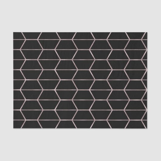 ボホブラック六角バラ金ゴールド幾何学模様パーティー 薄葉紙 (正面)