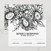 ボホブラック&ホワイトサンフラワーブーケハンドスティング エンクロージャーカード (正面/裏面)