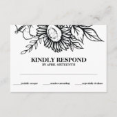 ボホブラック&ホワイトサンフラワーブーケハンドスティング エンクロージャーカード (正面)