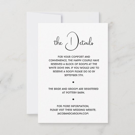 ボホブラック&ホワイトミニマルズ結婚詳細 招待状 (正面)