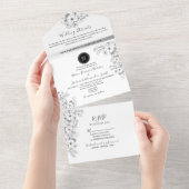 ボホブラック&ホワイト結婚ズ オールインワン招待状 (貼ってはがせる)