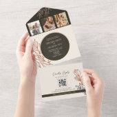 ボホブラック&ホワイト結婚ズ オールインワン招待状 (貼ってはがせる)