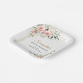 ボホブラッシュピンクフローラルユーカリプトゥスゴールドブライダル ペーパープレート (傾斜あり)