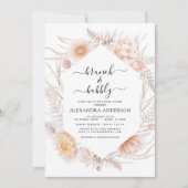 ボホブランチ&バブリーブライダルシャワーダスティピンクインヴィ 招待状 (正面)