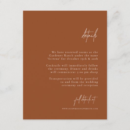 ボホブラントエレガントオミニマルレ結婚ンジ詳細 エンクロージャーカード (正面)