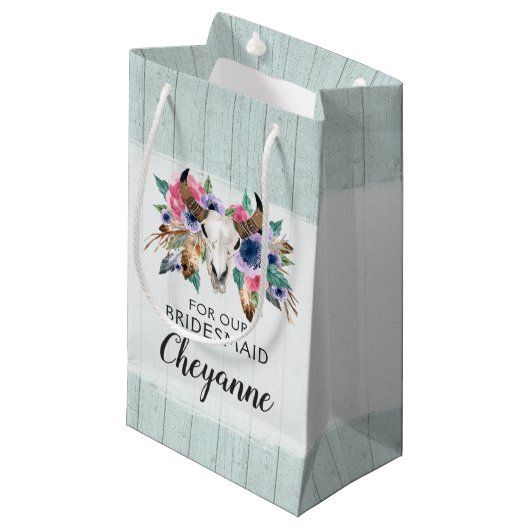 ボホブリデスメイドギフトフローラ牛スカル好意バッグ スモールペーパーバッグ (正面アングル)