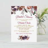 ボホブルガンディウォーターカラーフローラブライダルシャワー 招待状 (スタンド正面)