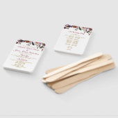 ボホブルガンディウォーターカラーフローラ結婚式 プログラム ハンドファン (組立なし)