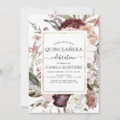 ボホブルガンディキンセアニラダスティピンクフローラ 招待状 (正面)