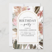 ボホブルガンディグリーナリーニーエイジ誕生日 招待状 (正面)