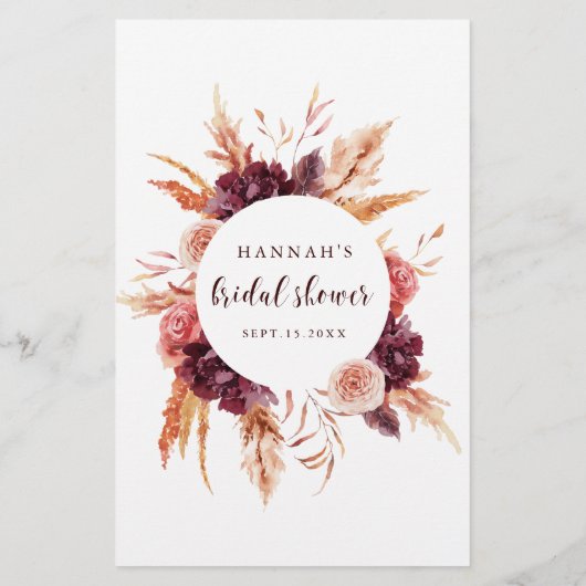 ボホブルガンディテラコッタフローラブライダルシャワーゲーム (裏面)