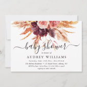 ボホブルガンディテラコッタフローラベビーシャワー 招待状 (正面)