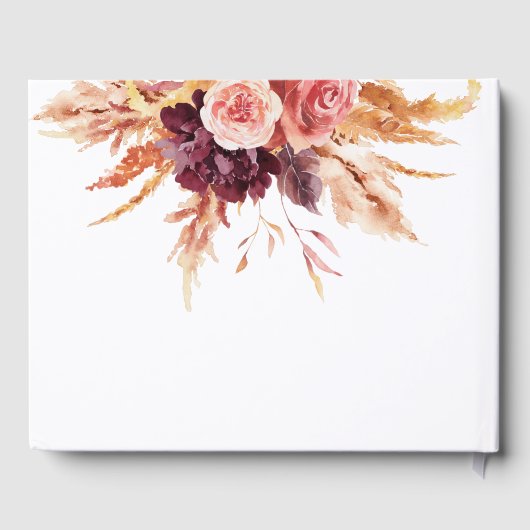 ボホブルガンディテラコッタ結婚フローラズゲストブック ゲストブック (裏面)