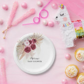 ボホブルガンディパンパスグラスカスタムデザート ペーパープレート (パーティー)