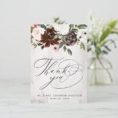 ボホブルガンディピンクローズウォーターフローラ結婚ズ サンキューカード (スタンド正面)