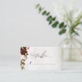 ボホブルガンディピンクローズウォーターフローラ結婚ズ プレイスカード (スタンド正面)