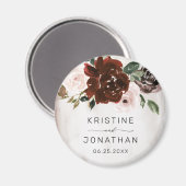 ボホブルガンディピンクローズウォーターフローラ結婚ズ マグネット (正面/裏面)