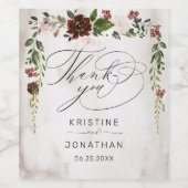 ボホブルガンディピンクローズウォーターフローラ結婚ズ ワインラベル (シングルラベル)