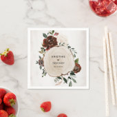 ボホブルガンディピンクローズフローラウッドスライス結婚ズ スタンダードカクテルナプキン (インサイチュ)