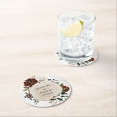 ボホブルガンディピンクローズフローラウッドスライス結婚ズ ラウンドペーパーコースター (インサイチュ)