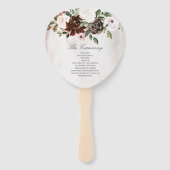 ボホブルガンディピンクローズフローラ結婚式 プログラム ハンドファン (裏面)