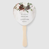 ボホブルガンディピンクローズフローラ結婚式 プログラム ハンドファン (正面)