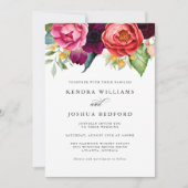 ボホブルガンディピンク&テラコッタ結婚フローラ 招待状 (正面)