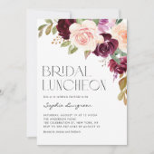 ボホブルガンディピーチフラワーズ秋ブライダルルンチョン 招待状 (正面)