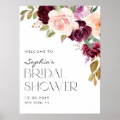 ボホブルガンディーアンドピーチフラワーズ秋ブライダルシャワー ポスター (正面)