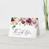ボホブルガンディーピーチフラワーズ秋の結婚式 サンキューカード (正面)