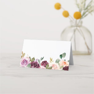 ボホブルガンディーピーチフラワーズ秋の結婚式 プレイスカード