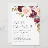 ボホブルガンディーピーチフラワーズ秋婚約パーティ 招待状 (正面)