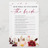 ボホブルガンディ両面ブライダルシャワーゲーム (正面/裏面)