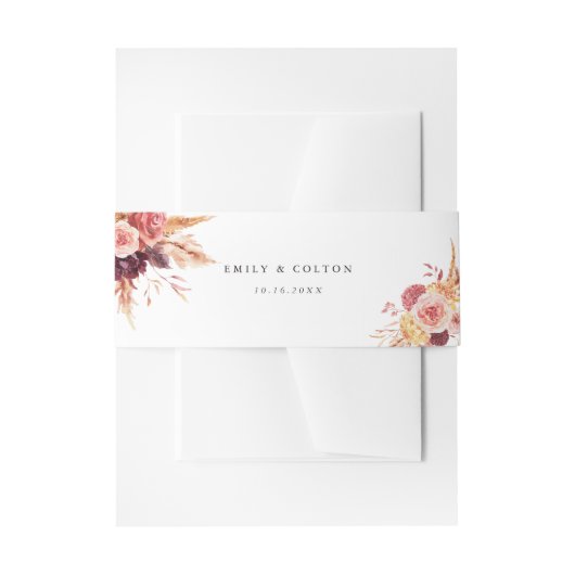 ボホブルグンディテラコッタフローラ結婚ズ 招待状ベリーバンド (正面例)