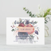 ボホブルグンディネイビーバラ金ゴールドフローラブライダルシャワー 招待状 (スタンド正面)