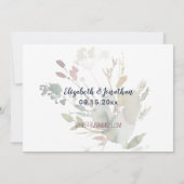 ボホブルグンディネイビーバラ金ゴールドフローラブライダルシャワー 招待状 (裏面)