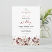 ボホブルゴーニュとテラコッタの野生の花 招待状 (スタンド正面)