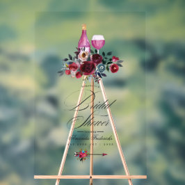 ボホブルゴーニュとネイビーワインの試飲ブライダルへようこそ アクリルサイン