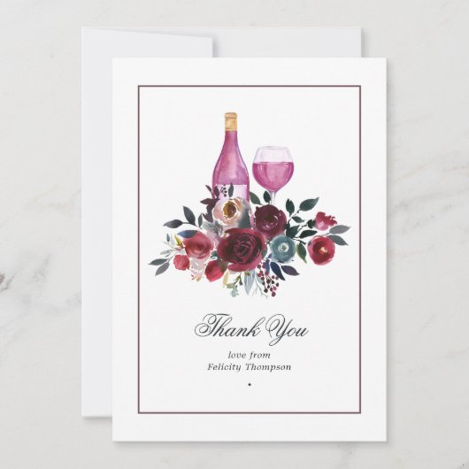 ボホブルゴーニュとネイビーワインの試飲ブライダルシャワー サンキューカード (正面)