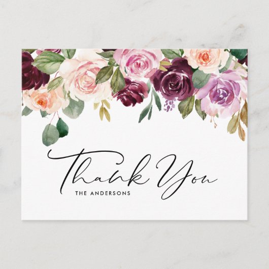 ボホブルゴーニュとピーチフラワーズ秋ありがとう ポストカード (正面)