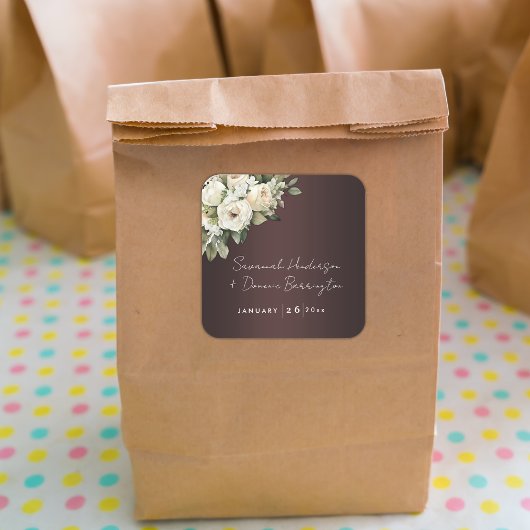 ボホブルゴーニュとヴィンテージ結婚バラ スクエアシール